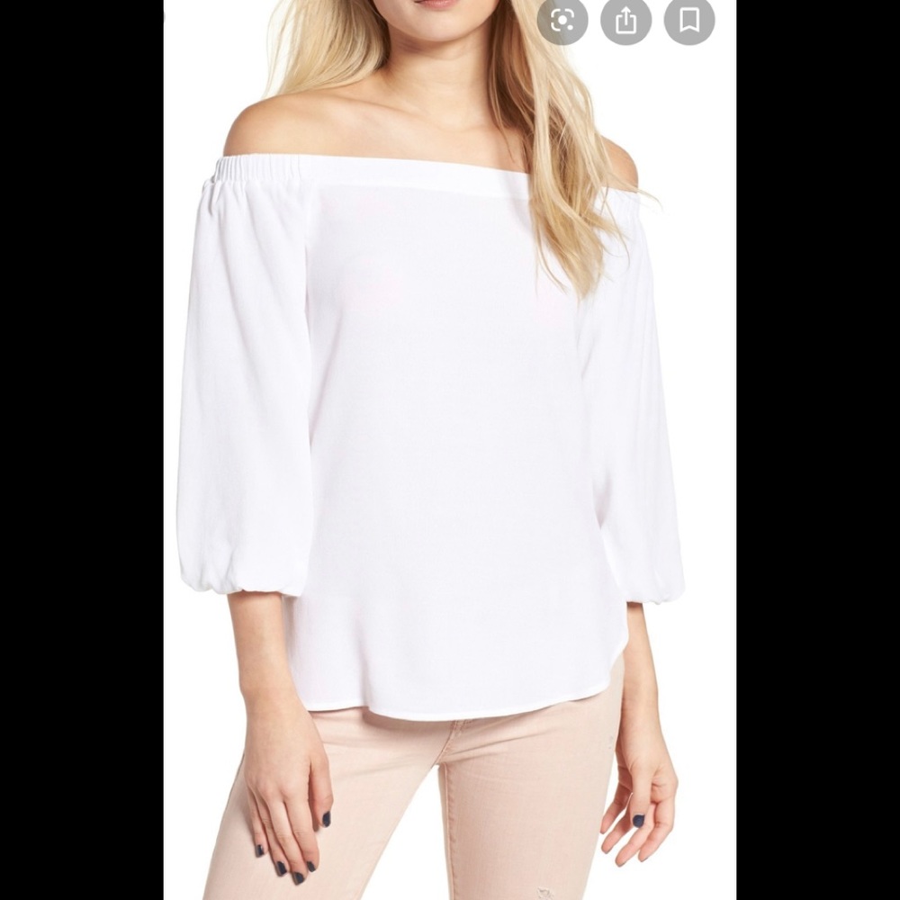 Soprano Off Shoulder White Blouson Top